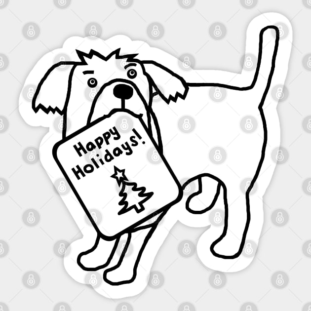 Cute Dog says Happy Holidays Christmas Minimal Sticker by ellenhenryart